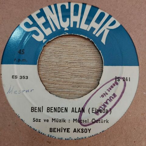 BEHİYE AKSOY - SANA GELEN YOLLAR 45LİK PLAK