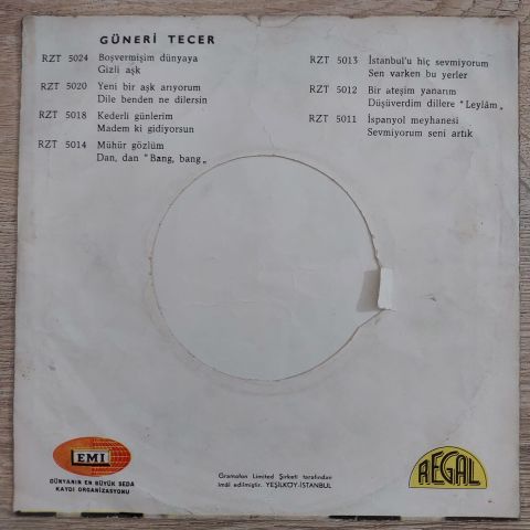 GÜNERİ TECER - SEVEMEZ KİMSE SENİ 45LİK PLAK