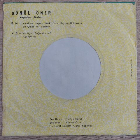 GÖNÜL ÖNER - KADERİMSE ÇEKERİM 45LİK PLAK