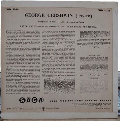 Gershwin* - Joyce Hatto, George Byrd, The Hamburg Pro Musica – Gershwin's Rhapsody In Blue, An American In Paris LP PLAK