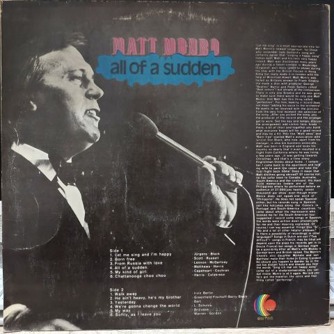 Matt Monro – All OF A Sudden LP PLAK