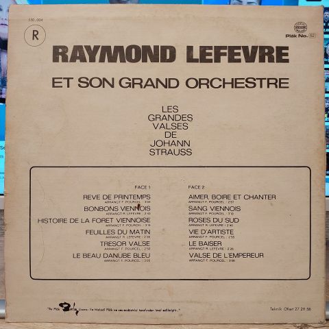 Raymond Lefèvre Et Son Grand Orchestre – Les Grandes Valses De Johann Strauss LP PLAK