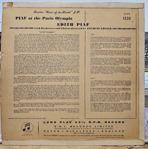 Edith Piaf – Piaf At The Paris Olympia LP PLAK