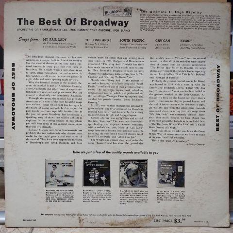 Jack Hansen Frank Chacksfield, Ivor Slaney, Tony Osborne – The Best Of Broadway LP PLAK