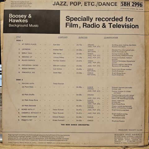 The New Dance Orchestra – Jazz, Pop, Etc./Dance LP PLAK