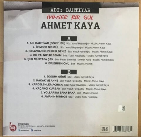 Ahmet Kaya – Adı: Bahtiyar - İyimser Bir Gül LP PLAK RENKLİ PLAK MAVİ