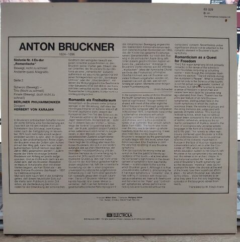 Anton Bruckner, Berliner Philharmoniker, Herbert von Karajan – Sinfonie Nr. 4 Es-Dur „Romantische“ LP PLAK
