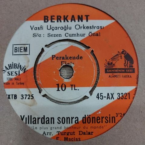 BERKANT - YILLARDAN SONRA DÖNERSİN 45LİK PLAK
