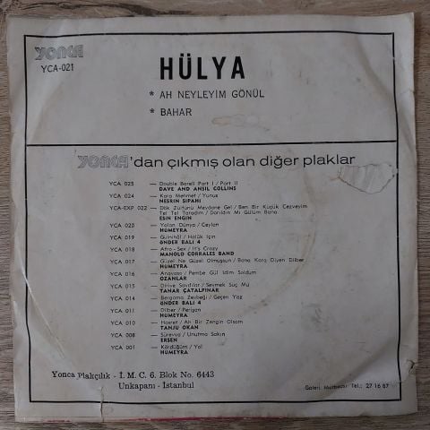 HÜLYA - BAHARIN GELDİĞİ 45LİK PLAK