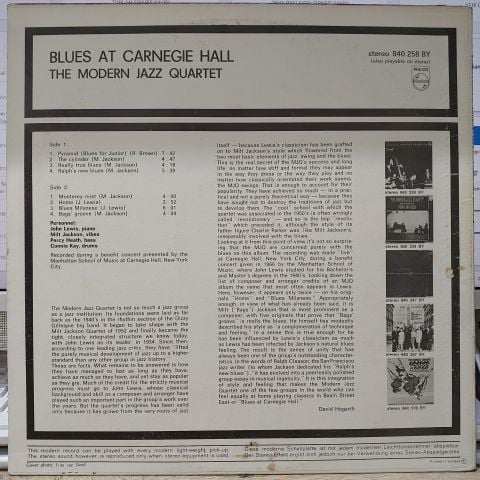 The Modern Jazz Quartet – Blues At Carnegie Hall LP PLAK