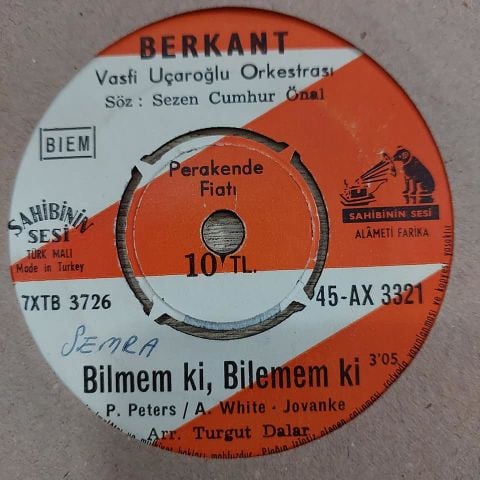 BERKANT - YILLARDAN SONRA DÖNERSİN 45LİK PLAK