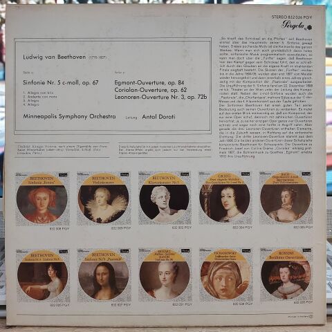 Beethoven* - Minneapolis Symphony Orchestra, Antal Dorati – Sinfonie Nr. 5 - Egmont - Coriolan - Leonore Nr. 3 LP PLAK
