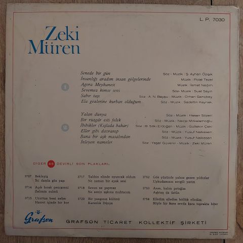 ZEKİ MÜREN - SENEDE BİR GÜN  LP PLAK (GRAFSON 7030)