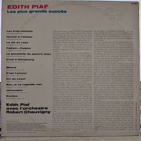 Edith Piaf – Les Plus Grands Succès LP PLAK