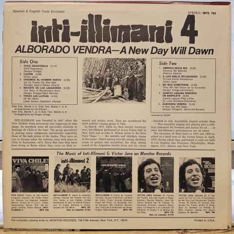 Inti-Illimani – Inti-Illimani 4 - Alborada Vendra LP PLAK