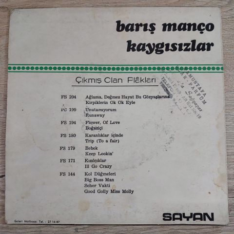 BARIŞ MANÇO - SEHER VAKTİ 4 ŞARKILIK 45LİK PLAK