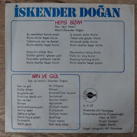 İskender Doğan – Hepsi Bizim / Kan Ve Gül 45LİK PLAK