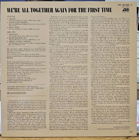 Dave Brubeck – We're All Together Again For The First Time LP PLAK