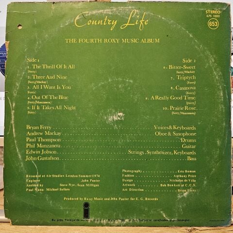 Roxy Music – Country Life LP PLAK