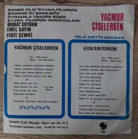 İNCİ ÇAYIRLI - YAĞMUR KARA KARA GÖZLER 45LİK PLAK