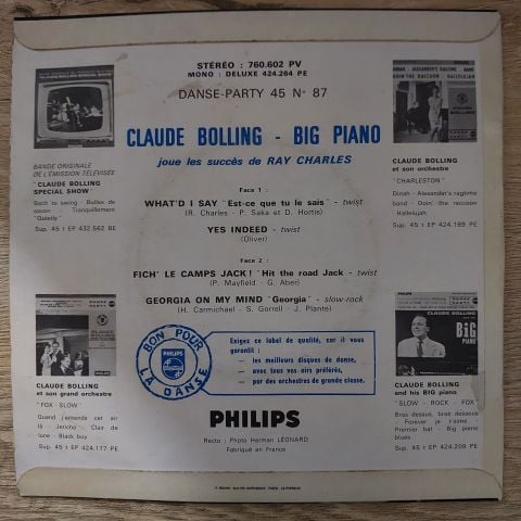 Claude Bolling – Joue Les Succes De Ray Charles 45LİK PLAK