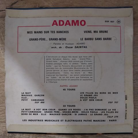 Adamo – Mes Mains Sur Tes Hanches 45LİK PLAK