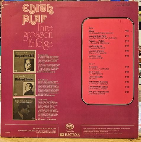 Edith Piaf – Ihre Grossen Erfolge LP PLAK