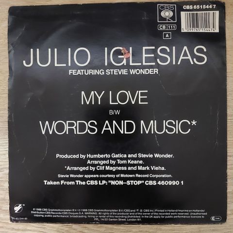 Julio Iglesias Featuring Stevie Wonder – My Love 45LİK PLAK