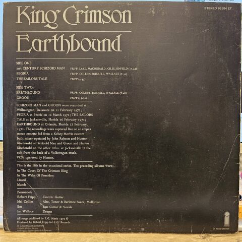 King Crimson – Earthbound LP PLAK