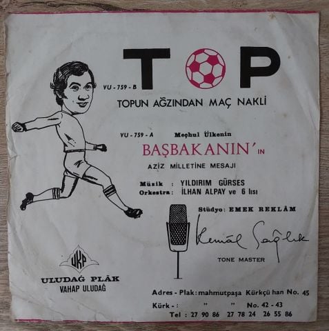 İLHAN DANER - TOPUN HAYATI 45LİK PLAK