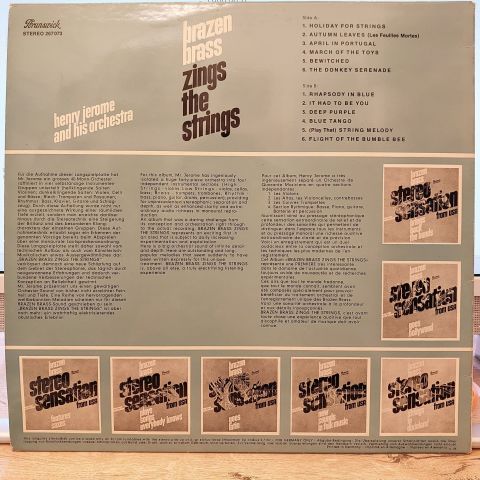 Henry Jerome And His Orchestra – Brazen Brass Zings The Strings LP PLAK