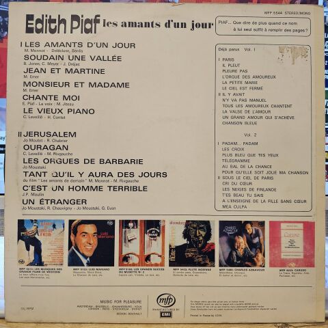 Edith Piaf – Les Amants D'un Jour LP PLAK