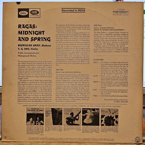 Bismillah Khan, V.G. Jog – Ragas: Midnight And Spring LP PLAK