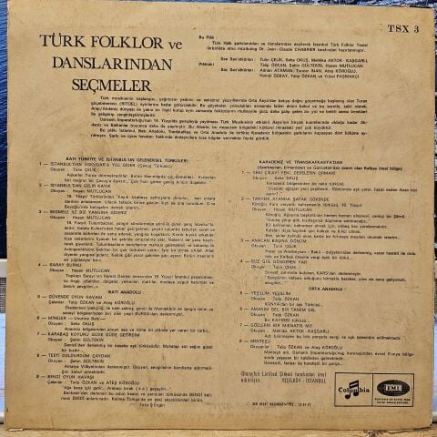 Tülin Çelik, Seha Okuş, Mehlika Aktok-Kaşgarlı, Talip Özkan, Şahin Gültekin, Hasan Mutlucan, Adnan Ataman, Tuncer İnan, Ateş Köroğlu, Hamdi Özbay, Yücel Paşmakçı – Türk Folklor ve Danslarından Seçmeler LP PLAK