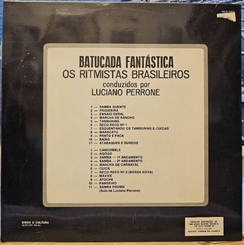 Os Ritmistas Brasileiros Conduzidos Por Luciano Perrone – Batucada Fantástica LP PLAK