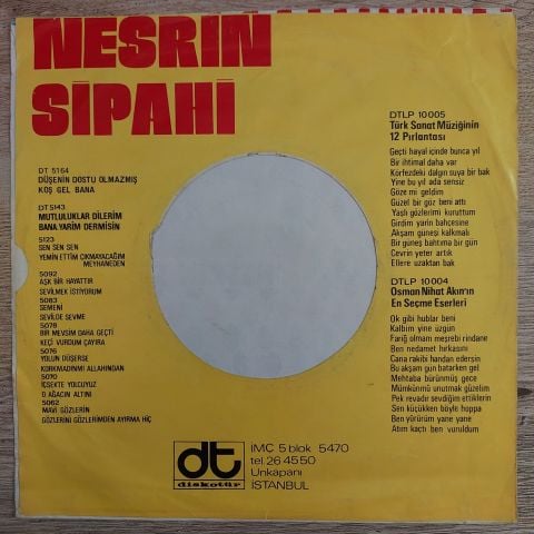 Nesrin Sipahi – Düşenin Dostu Olmazmış / Koş Bana Gel 45LİK PLAK
