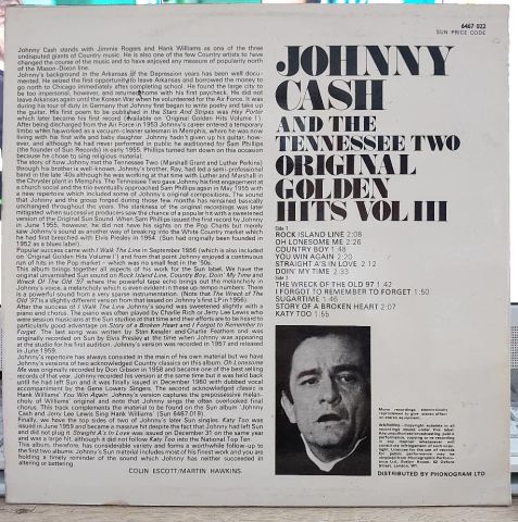 Johnny Cash And The Tennessee Two* – Original Golden Hits Volume III LP PLAK