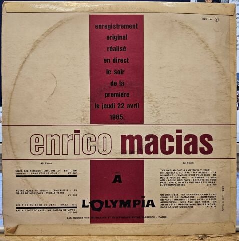 Enrico Macias – A L'Olympia LP PLAK