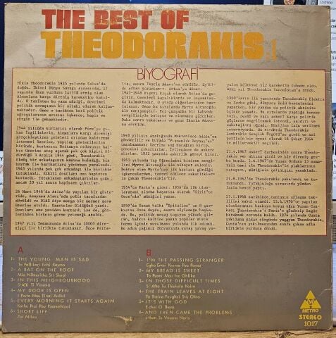 Mikis Theodorakis, Manolis Mitsias – The Best Of Theodorakis:1 LP PLAK