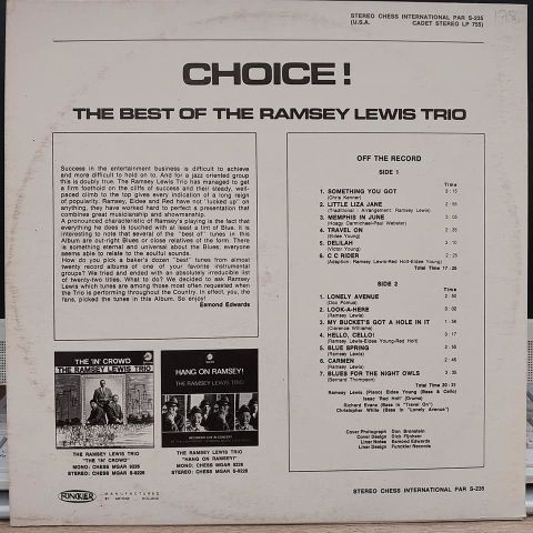The Ramsey Lewis Trio – Choice! (The Best Of The Ramsey Lewis Trio)