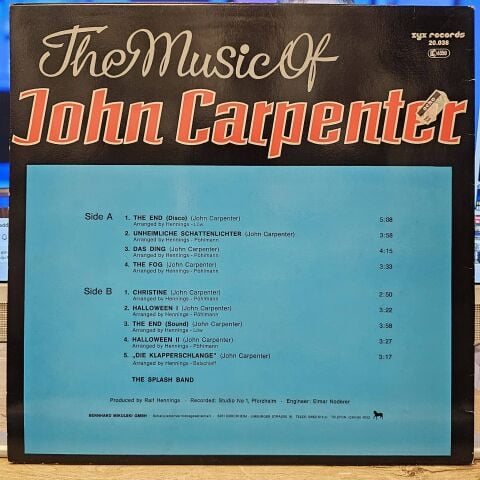 The Splash Band – The Music Of John Carpenter LP PLAK