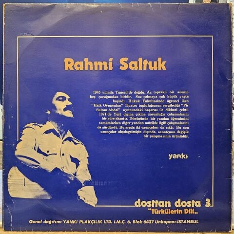 Rahmi Saltuk – Dosttan Dosta 3 ''Türkülerin Dili'' LP PLAK
