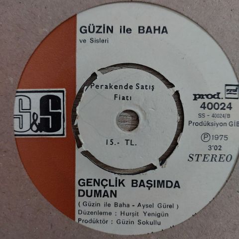 Güzin İle Baha – Eski Çamlar Bardak Oldu / Gençlik Başımda Duman 45LİK PLAK