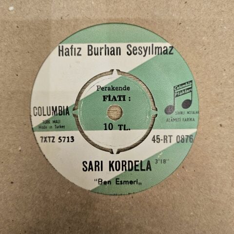 Hafız Burhan Sesyılmaz – Sarı Kordela / Şendim Ne Gamım Vardı 45LİK PLAK...