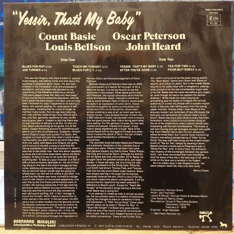 Count Basie, Oscar Peterson – Yessir, That's My Baby LP PLAK