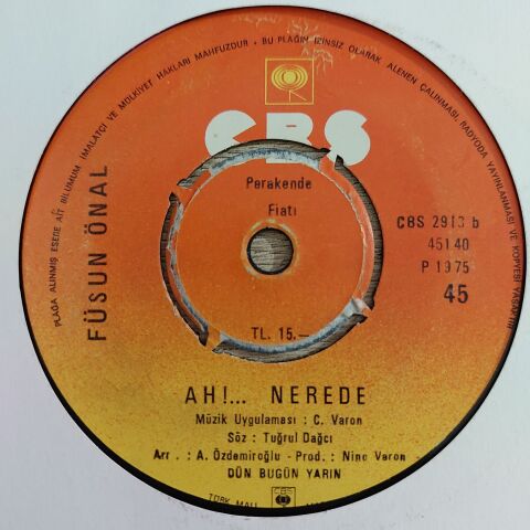 Füsun Önal – Minik Kuş / Ah Nerede 45LİK PLAK