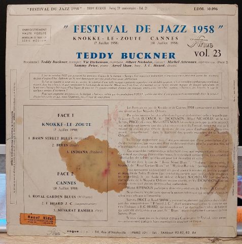 Teddy Buckner – Festival De Jazz Knokke & Cannes 1958 LP PLAK