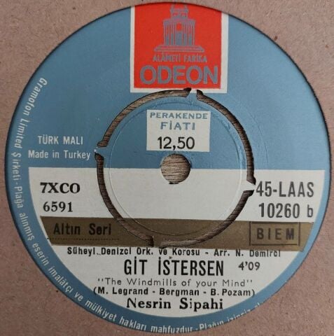 Nesrin Sipahi – Gel Şarkı Söyle / Git İstersen 45LİK PLAK