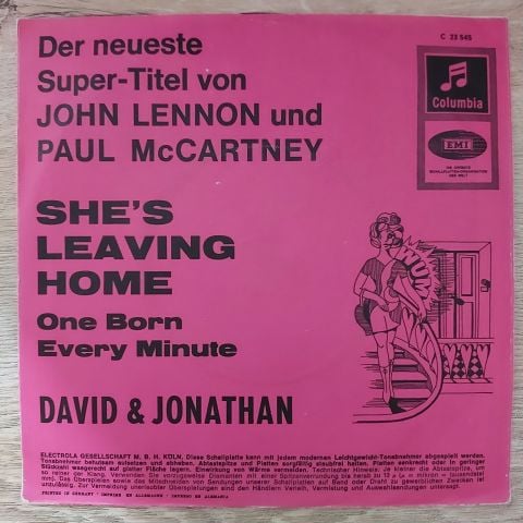 David & Jonathan – She's Leaving Home 45LİK PLAK