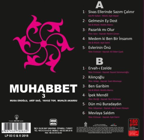 Musa Eroğlu, Arif Sağ, Yavuz Top, Muhlis Akarsu - MUHABBET 3 LP PLAK